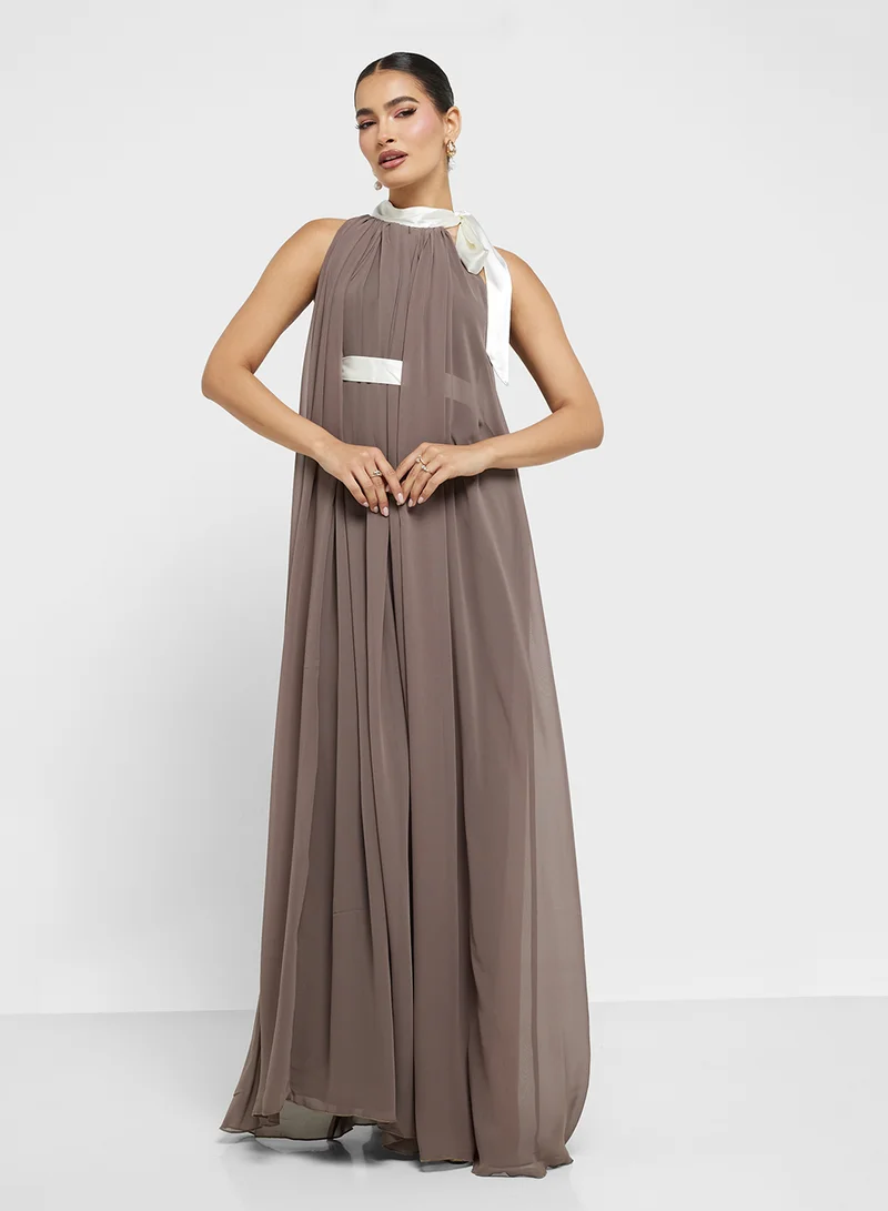 Golden Apple Halter Neck Maxi Dress