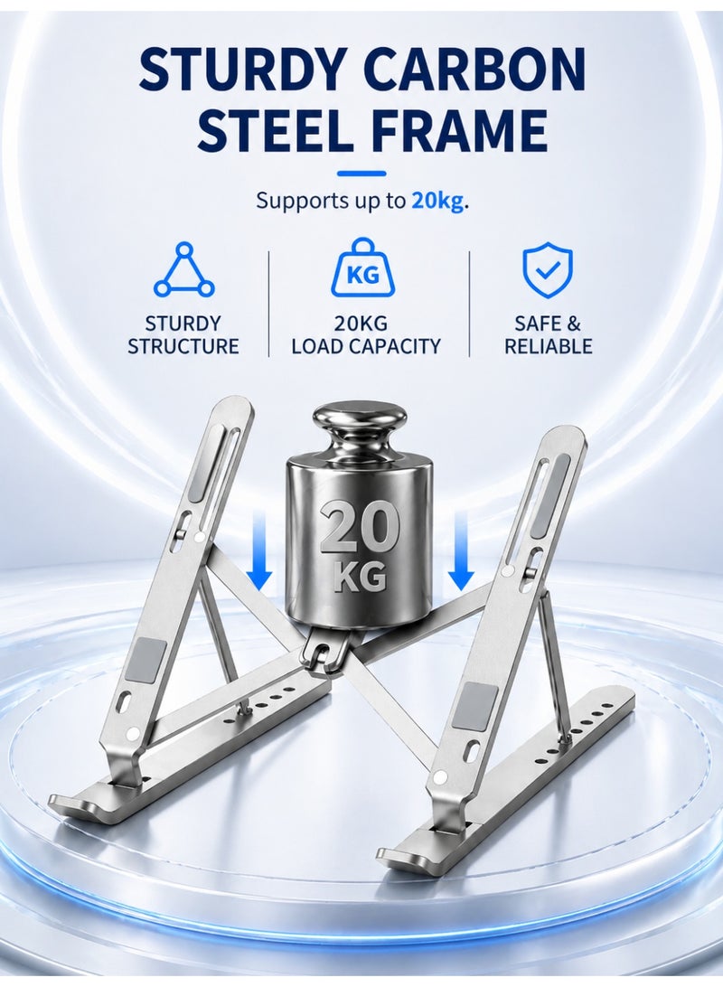 YXPRO Laptop Stand with Fan, Adjustable Aluminum Alloy Laptop Stand and Riser, Foldable Portable Laptop Holder with Cooling Fan, Computer Stand Compatible with Most Laptops, MacBook, Lenovo, HP and ASUS - Image 4