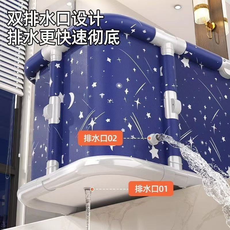 Installation-Free Rectangular Bath Bucket Household Insulated Bath Bucket Foldable Bathtub Rectangular Folding Bath Bucket - Image 5