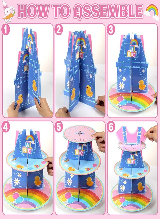 MinFyberd 3 Tier Cartoon Girls Cupcake Stand with 26 Cartoon Teacher 1st Cake Toppers English Teacher Birthday Decoration Rainbow ABC Bus Party Cake Holder Dessert Tower for Baby Shower Birthday Party Supplies - Image 4