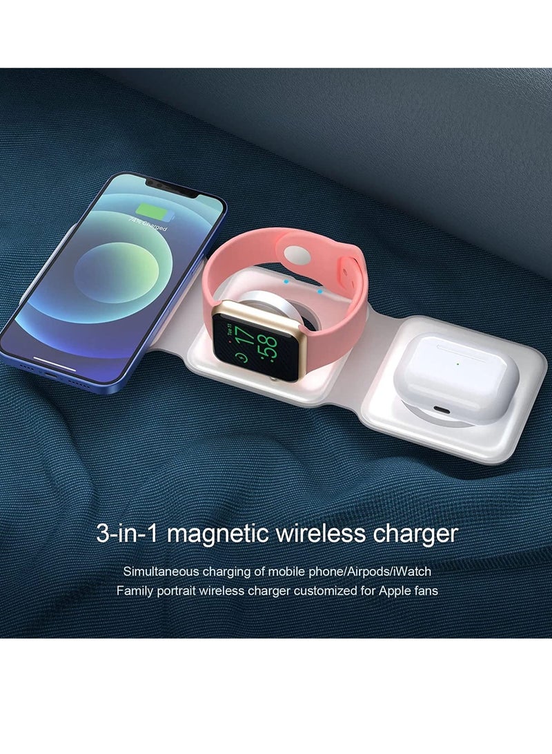 ELTRAZONE New 2022 Foldable Ultra-Thin Mobile Phone Watch Stand Charger 15W Fast QI Magnetic 3 in 1 Wireless - Image 2