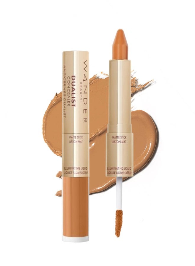 Wander Beauty Dualist Matte and Illuminating Concealer Makeup - Golden Rich - Dual-Ended Matte Concealer Stick + Liquid Concealer - Full Coverage Concealer Brightens & Hydrates Under Eyes - 0.28 fl oz - Image 1