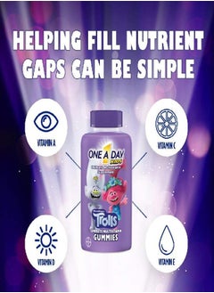 ONE A DAY Kids Trolls Multivitamin Gummy, Kids Vitamins With Vitamins A, B6, B12, C, D, E, Zinc, Folic Acid And Biotin (Packaging May Vary), Trolls, 180 Count  - Image 3