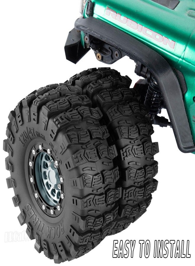 جنوط وإطارات RC 1.9 Beadlock مع إزاحة قابلة للتعديل لسيارات الزحف RC بمقياس 1/10 SCX10 TRX4 TRX6 Gen7/8 D90 VS4-10 MST CFX، BRCatWPark، 4 قطع من الجنوط المزدوجة المصنوعة من الألومنيوم والإطارات المطاطية مع إسفنج، تيتانيوم - Image 3