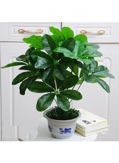 Generic 12 Forked Branches Simulated Plant Bonsai With Plastic Flower Pots Indoor Living Room Decoration Simulated Green Plants Potted Plants Artificial Flower Decorations Bonsai  - Image 1