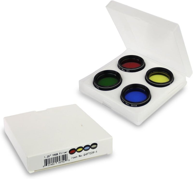 SOLOMARK 1.25 Inch 4pcs Color Filter Set for Telescope Eyepiece - No.12 Yellow, No.23 Red, No.80A Blue and No.56 Green - Image 4