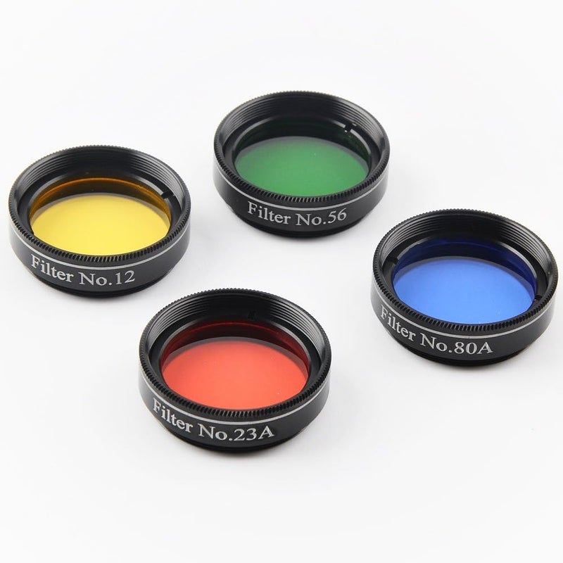 SOLOMARK 1.25 Inch 4pcs Color Filter Set for Telescope Eyepiece - No.12 Yellow, No.23 Red, No.80A Blue and No.56 Green - Image 2