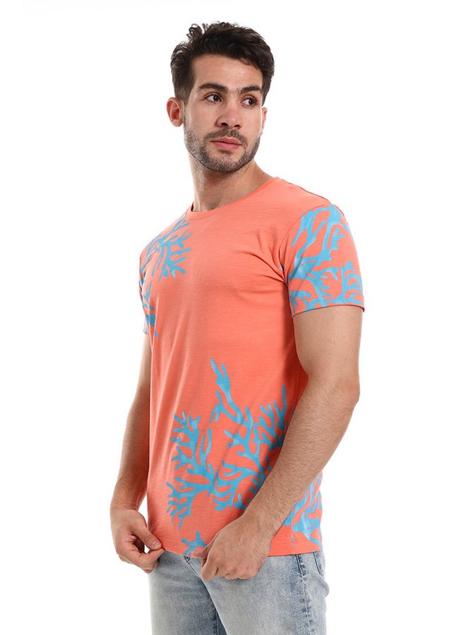 WHITE RABBIT White Rabbit orange&Blue Coral Reef Printed Corners Slip On Tee  - Image 2