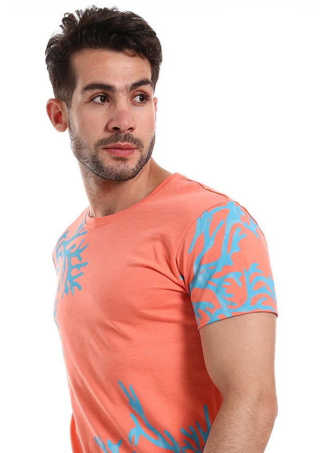 WHITE RABBIT White Rabbit orange&Blue Coral Reef Printed Corners Slip On Tee  - Image 4