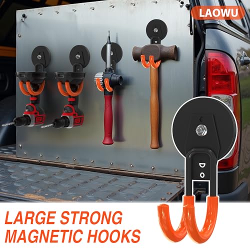 Laowu 3 PCS Magnetic Garage Storage Hooks, Strong Magnetic Hooks Heavy Duty, Large Magnet Hooks for Hanging Heavy Duty Garage Tools and Garden Tools - Image 5