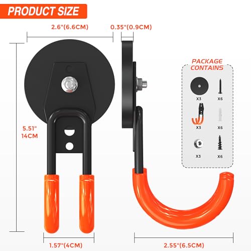 Laowu 3 PCS Magnetic Garage Storage Hooks, Strong Magnetic Hooks Heavy Duty, Large Magnet Hooks for Hanging Heavy Duty Garage Tools and Garden Tools - Image 3