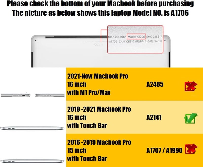 سيفن لاين غطاء لوحة مفاتيح Se7enline لـ MacBook Pro لـ Mac Pro 13 بوصة 2022/2021/2020 و16 بوصة 2019/2020 موديل M1 M2 A2338/A2141/A2289/A2251 مع Touch Bar، شفاف بلوري - Image 4