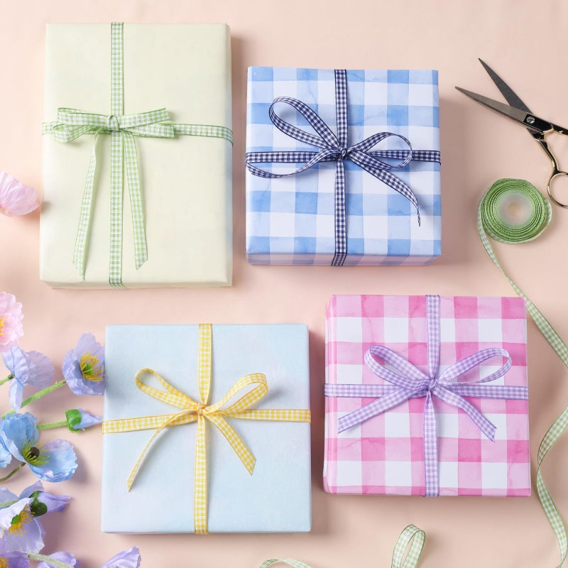 LaRibbons 10 Color 100 Yards Gingham Ribbon Variety Pack, 3/8" X 10 Yards/Roll Assorted Spring Easter Plaid Ribbon for Crafts, Gift Wrapping, Hair Bows, Birthday, Babyshower Decoration - Image 4