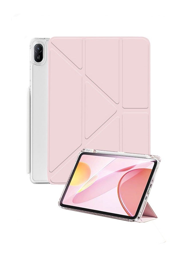 HUAWEI ماتيباد SE 11 بوصة ، ثلاثة أضعاف على شكل Y تصميم ، متعدد زاوية ، والجلود غطاء الكمبيوتر اللوحي مع القلم الأخدود ، الصحوة التلقائية / النوم ، الوردي - Image 1