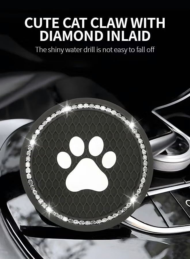 2 Pcs 7cm Bling Car Coasters,Car Interior Accessories,Universal Cup Holder Insert Coaster Anti Slip Crystal Vehicle Interior Accessories,PVC Anti-Slip Mat Fit for Car SUV Truck - Image 2