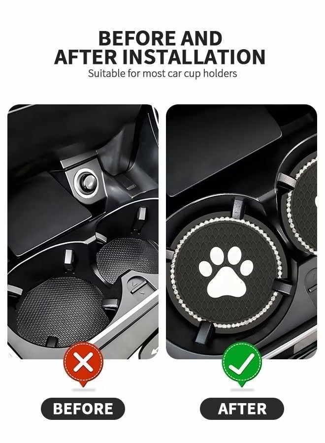 2 Pcs 7cm Bling Car Coasters,Car Interior Accessories,Universal Cup Holder Insert Coaster Anti Slip Crystal Vehicle Interior Accessories,PVC Anti-Slip Mat Fit for Car SUV Truck - Image 4