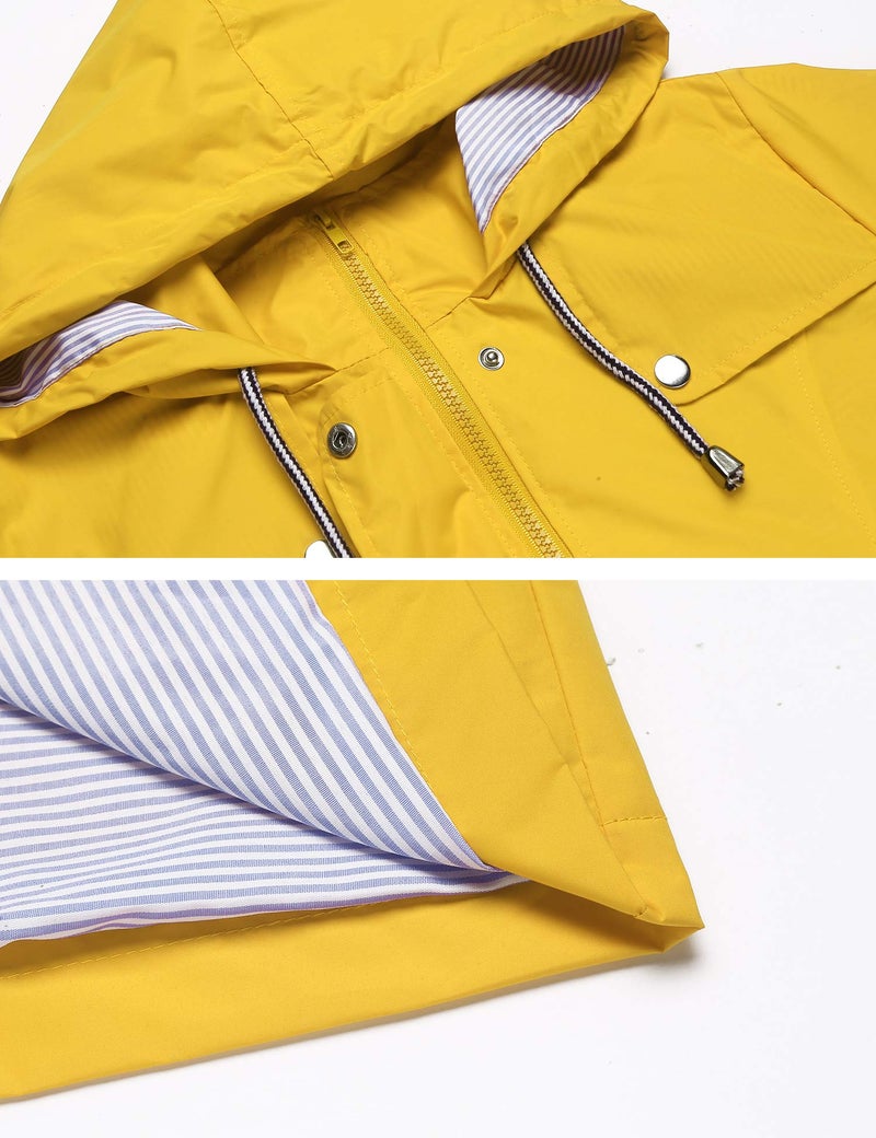 LOMON Women Raincoat Lightweight Active Wear Quick-drying Junior Casual Fashion Rain Jacket Outdoor Waterproof Jacket Yellow M - Image 4