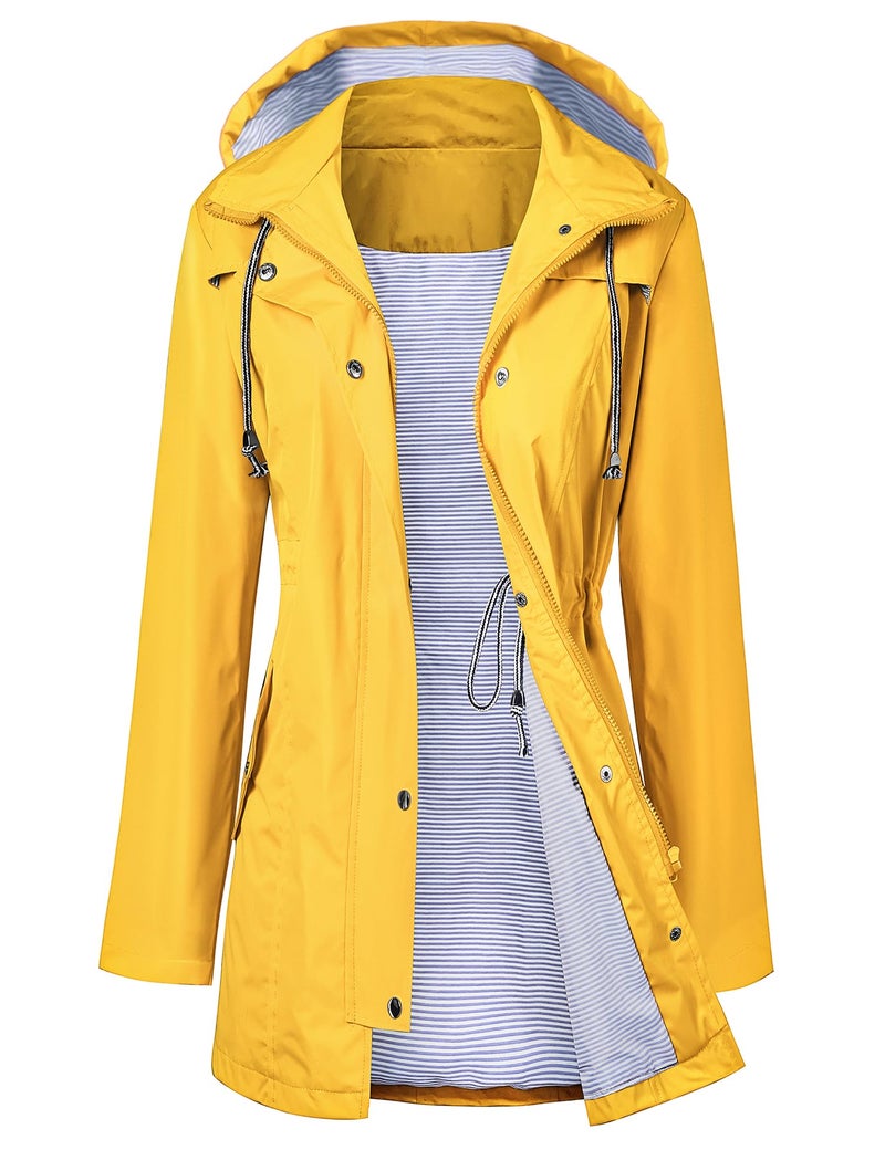 LOMON Women Raincoat Lightweight Active Wear Quick-drying Junior Casual Fashion Rain Jacket Outdoor Waterproof Jacket Yellow M - Image 1