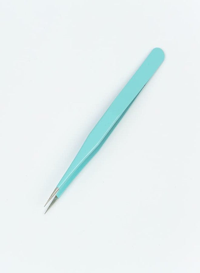 MAXLEAF 2pcs Stainless Tweezers Straight Curved Tweezers for Stickers Eyelash Extensions Precision Electronics Nail Rhinestone Jewelry, Scrapbooking Tools (Green) - Image 2