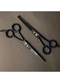jimy 2 Pc Professional Hair Scissors Cutting Shears 6.5" Stainless Steel Sharp Black, Smooth barber, thinning scissors for women and Men  - Image 5
