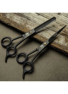 jimy 2 Pc Professional Hair Scissors Cutting Shears 6.5" Stainless Steel Sharp Black, Smooth barber, thinning scissors for women and Men  - Image 4