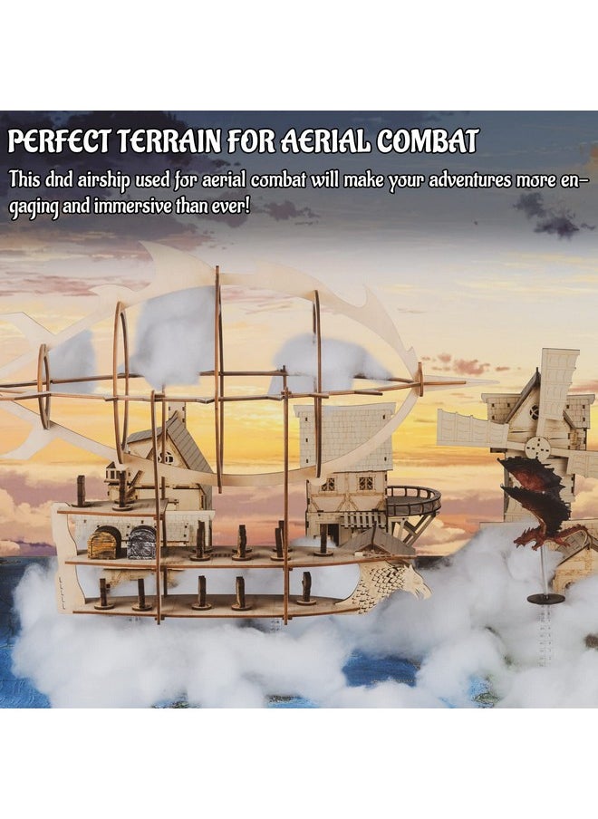 CZYY - 3D Airship Model Wood Laser Cut Hot Air Balloon With 1" Grids Fantasy Aerial Combat Terrain Map For D&D, Pathfinder, Warhammer And Other Tabletop Rpg - Image 1