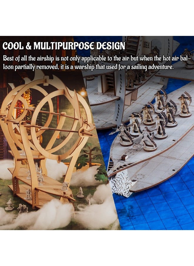 CZYY - 3D Airship Model Wood Laser Cut Hot Air Balloon With 1" Grids Fantasy Aerial Combat Terrain Map For D&D, Pathfinder, Warhammer And Other Tabletop Rpg - Image 1