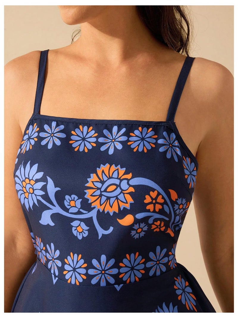 MakeMeChic Women's Floral Boho Dress Sleeveless Vacation Mini Short Dress Tie Backless Sundress Multicolor Large - Image 5