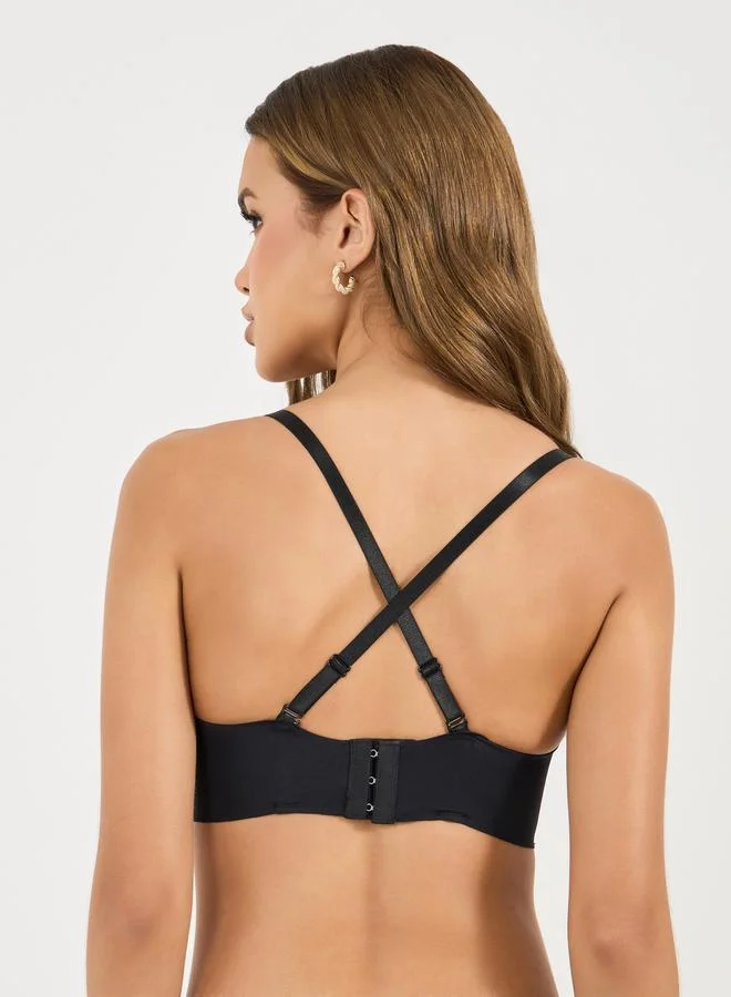 Styli Padded Wired Front Hook & Eye Closure Balconette Bra
