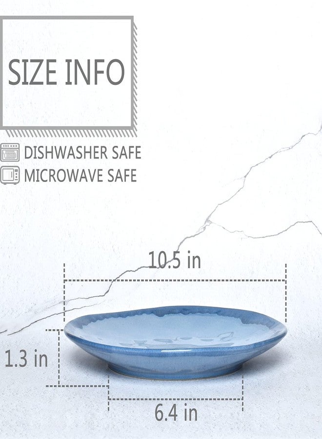 Bosmarlin Stoneware Dinner Plates, 10.5 inches, Set of 4 for Salad, Pasta, Dessert, Microwave and Dishwasher Safe, (Blue, 10.5 in) - Image 2