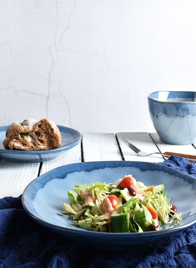 Bosmarlin Stoneware Dinner Plates, 10.5 inches, Set of 4 for Salad, Pasta, Dessert, Microwave and Dishwasher Safe, (Blue, 10.5 in) - Image 5