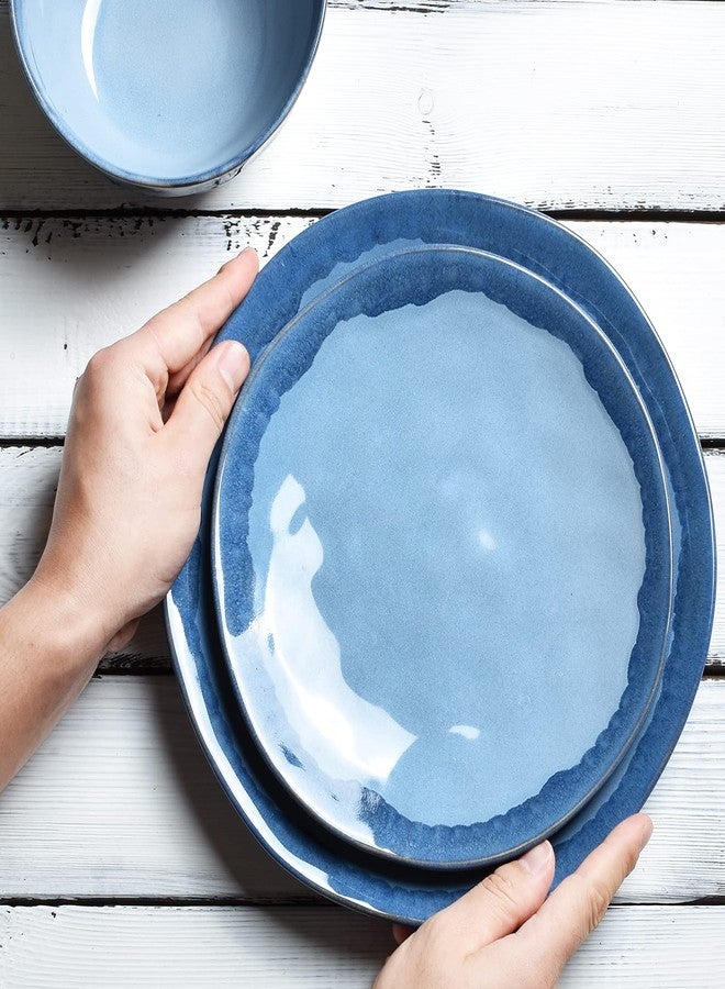 Bosmarlin Stoneware Dinner Plates, 10.5 inches, Set of 4 for Salad, Pasta, Dessert, Microwave and Dishwasher Safe, (Blue, 10.5 in) - Image 4