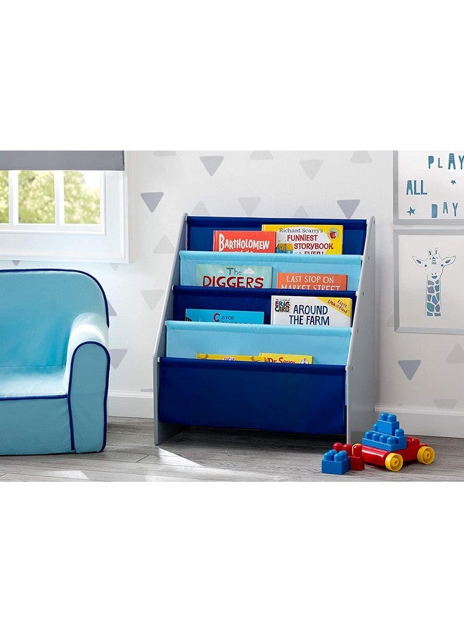 Delta Children Sling Book Rack Bookshelf for Kids - Easy-to-Reach Storage for Books, Magazines or Coloring Books - Ideal for Playrooms & Homeschooling, Grey/Blue - Image 2