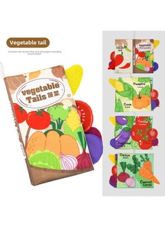 Generic Early Education Cloth Book Baby 0-3 Years Old Three-dimensional Fruit Vegetable Animal Tail Book Can Bite Baby Toy Book-Color:Vegetable Tail Cloth Book (chinese-english Bilingual) Contains 4 Pages And 8 Sides Of Rattle Paper Bb Device  - Image 1
