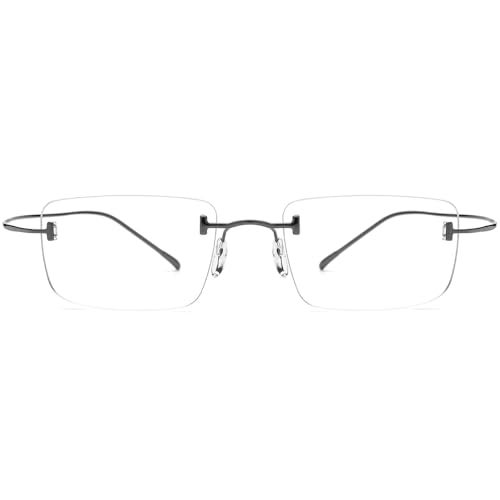 FONEX Titanium Glasses Frame,Rimless Frameless Optical Eyewear Eyeglasses for Men and Women F85634 (85871 Grey) - Image 3
