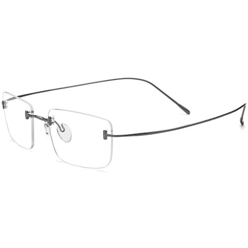 FONEX Titanium Glasses Frame,Rimless Frameless Optical Eyewear Eyeglasses for Men and Women F85634 (85871 Grey) - Image 4