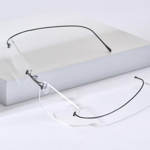 FONEX Titanium Glasses Frame,Rimless Frameless Optical Eyewear Eyeglasses for Men and Women F85634 (85871 Grey) - Image 2