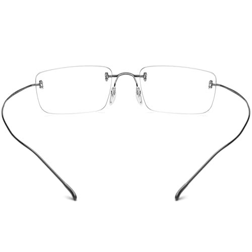 FONEX Titanium Glasses Frame,Rimless Frameless Optical Eyewear Eyeglasses for Men and Women F85634 (85871 Grey) - Image 5