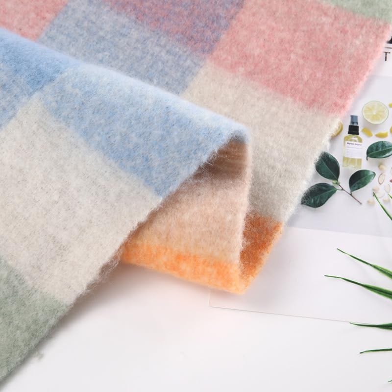 Ladies thick knitted thermal plaid long scarf, thickened large size plaid scarf in winter - Image 5