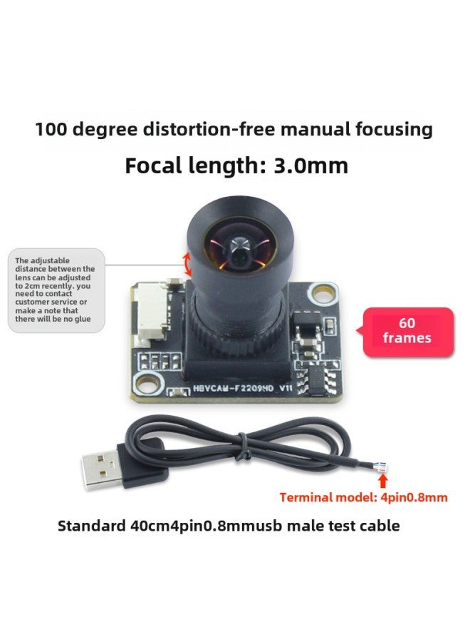 2 Million Pixels 1080P HD Wide Dynamic USB Camera Module PS5268 Notebook All-in-one Module-Color:100 Degrees Distortion-free/manual Focus (60 Frames) - Image 1