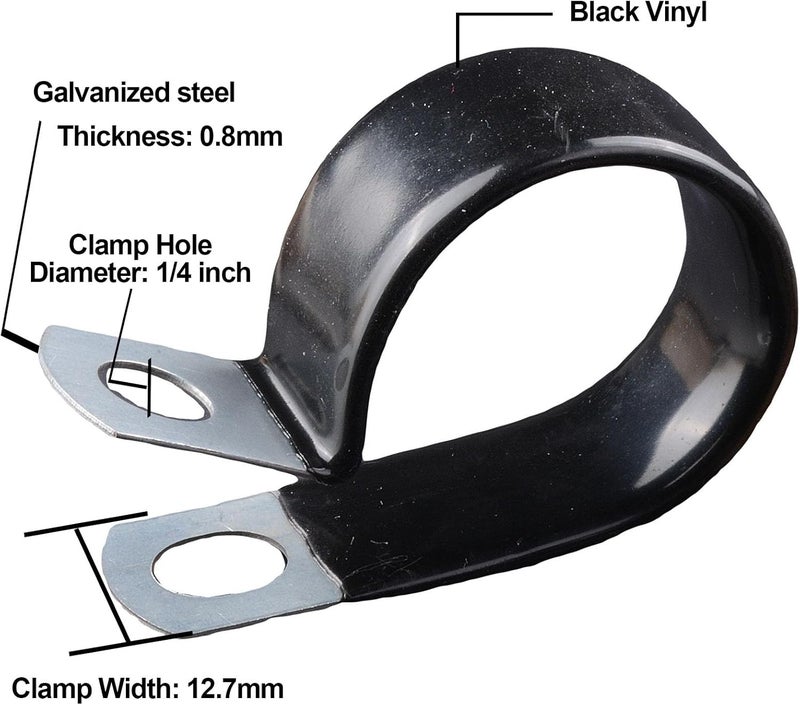ACATMOON 5/8 inch Vinyl Coated Cable Clamp,Closed Pipe Clamp Vinyl Dipped Clamp for Wiring,Tubes(pack of 20) - Image 2
