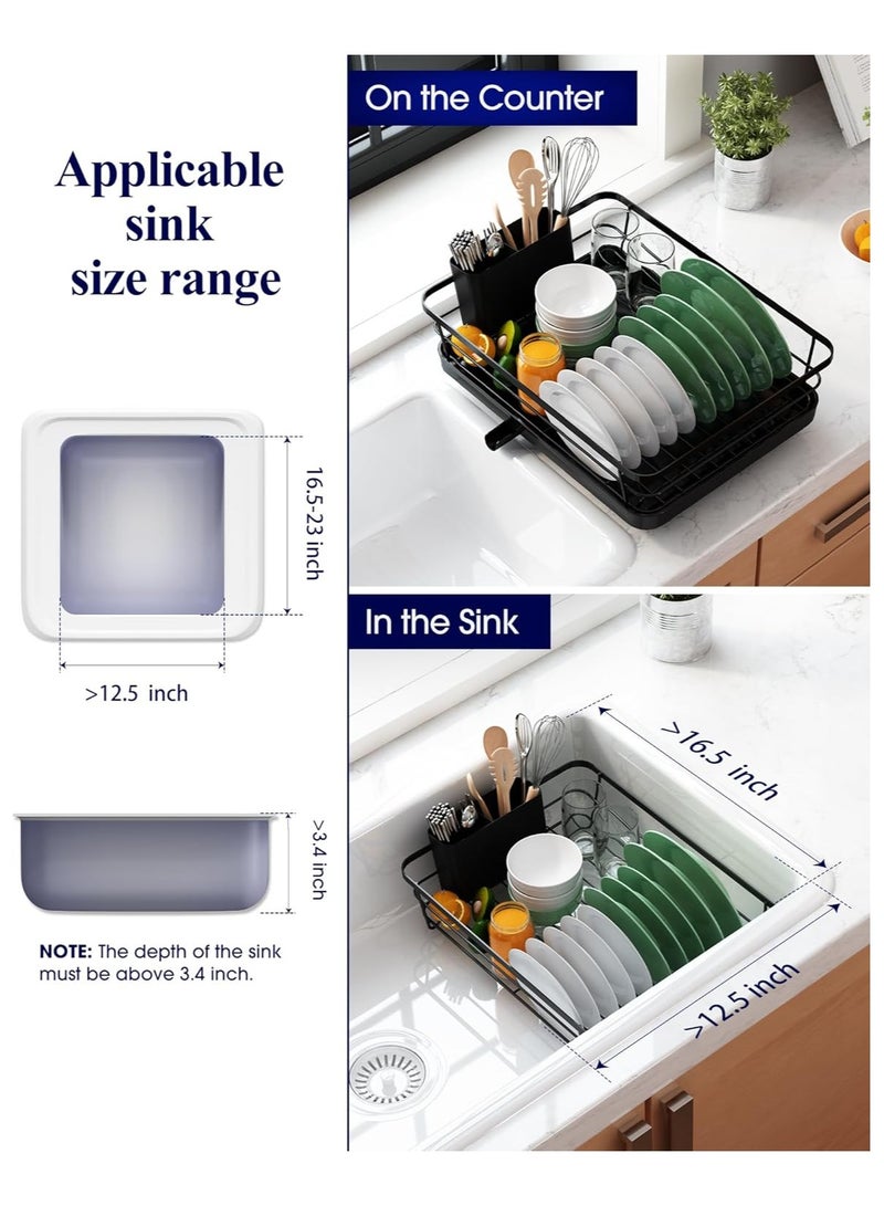 Dish Drying Rack- Space-Saving Dish Rack, Dish Racks for Kitchen Counter, Stainless Steel Kitchen Drying Rack with a Cutlery Holder, 12''W x 15''L - Image 2