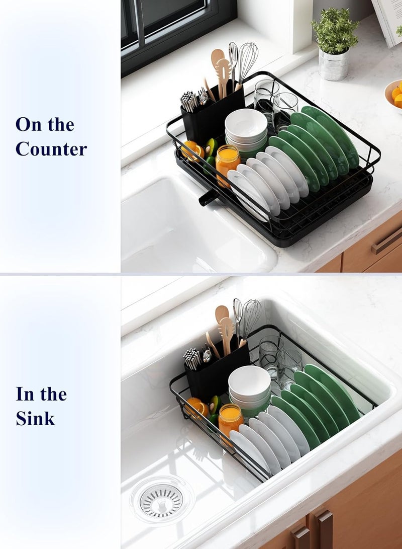 Dish Drying Rack- Space-Saving Dish Rack, Dish Racks for Kitchen Counter, Stainless Steel Kitchen Drying Rack with a Cutlery Holder, 12''W x 15''L - Image 4