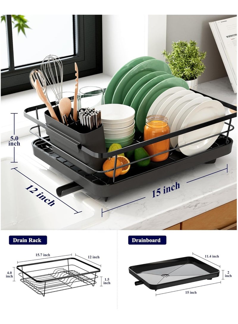 Dish Drying Rack- Space-Saving Dish Rack, Dish Racks for Kitchen Counter, Stainless Steel Kitchen Drying Rack with a Cutlery Holder, 12''W x 15''L - Image 5
