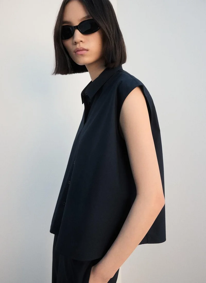 MANGO Sleeveless cotton shirt