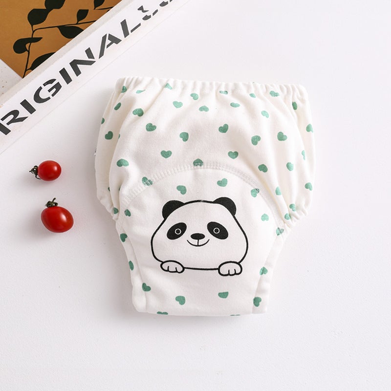 Waterproof Cotton Training Pants Print-Peach Heart Panda 