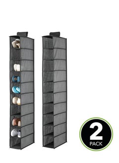 Generic Soft Fabric Closet Organizer  Holds Shoes Handbags Clutches Accessories 10 Shelf Over Rod Hanging Storage Unit Textured Print 2 Pack  - Image 1