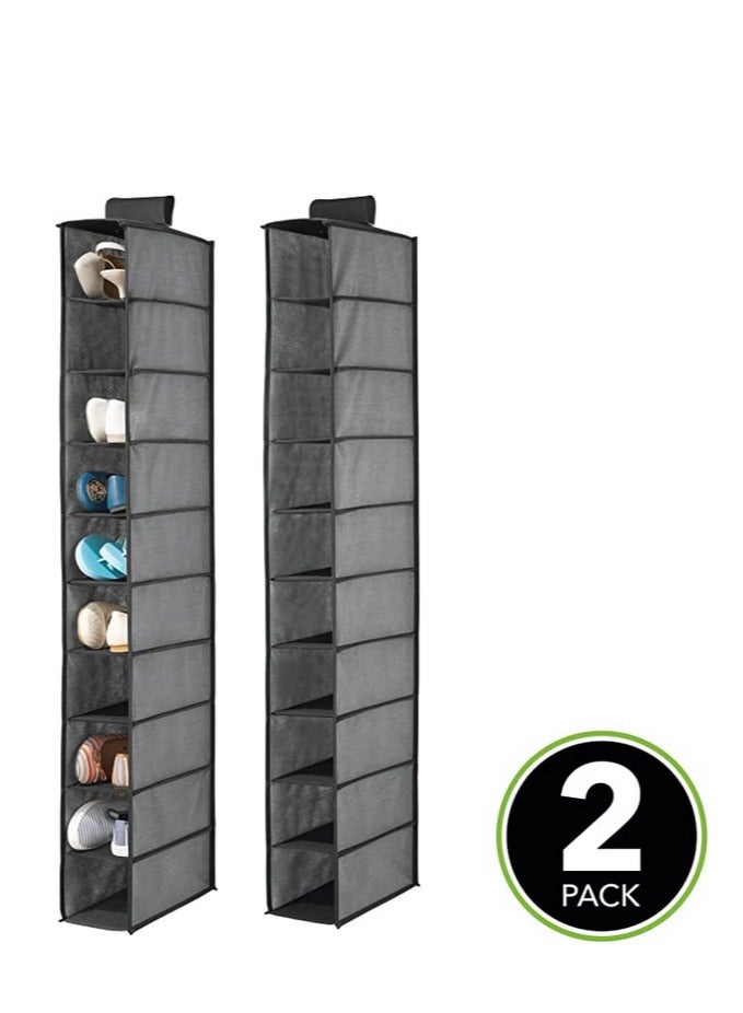 Soft Fabric Closet Organizer  Holds Shoes Handbags Clutches Accessories 10 Shelf Over Rod Hanging Storage Unit Textured Print 2 Pack  - Image 1