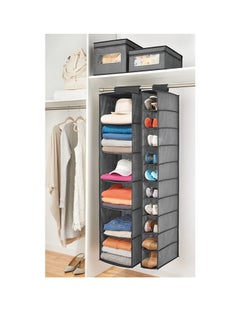 Generic Soft Fabric Closet Organizer  Holds Shoes Handbags Clutches Accessories 10 Shelf Over Rod Hanging Storage Unit Textured Print 2 Pack  - Image 2