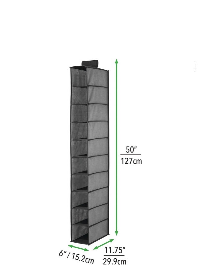 Soft Fabric Closet Organizer  Holds Shoes Handbags Clutches Accessories 10 Shelf Over Rod Hanging Storage Unit Textured Print 2 Pack  - Image 4